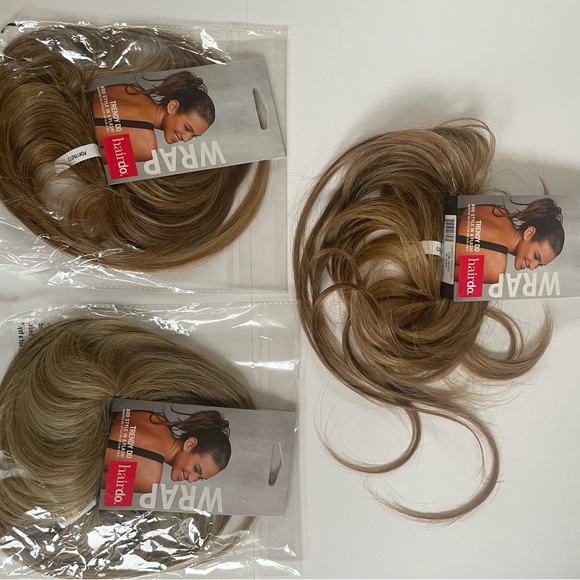 7 PIECE BUNDLE BOX Hair topper, Hair Bangs and messy buns all brand new! - Picture 6 of 16